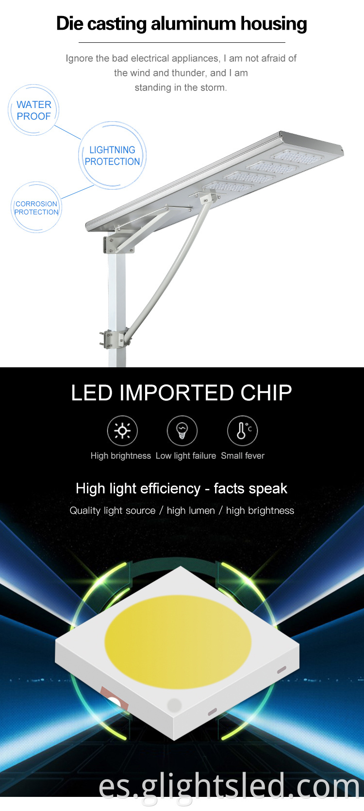 Aluminio IP65 SMD 60watt 90watt 120watt 150watt todo en una luz solar LED integrada